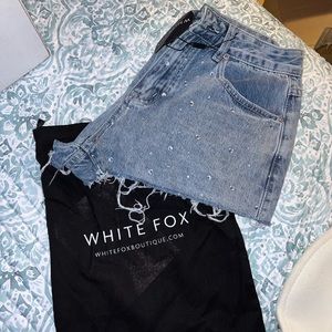 White Fox rhinestone shorts